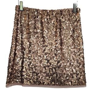 M LC Lauren Conrad Rose Gold Sequin Embellished Skirt Size S Pink Blush Party